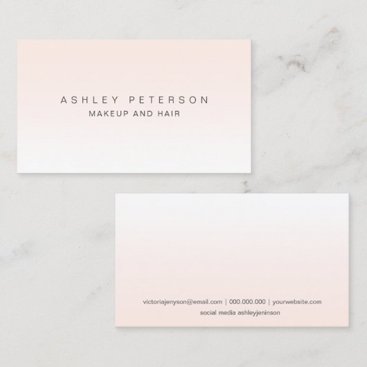 Moderne einfache des Makes-up erröten rosa weißes Visitenkarte (Vorne/Hinten)