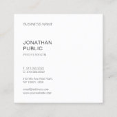 Moderne, einfache Designvorlage Elegant Beruflich Quadratische Visitenkarte (Rückseite)