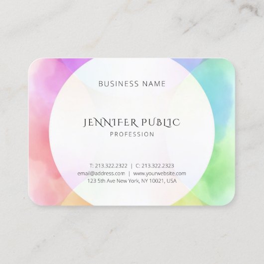 Moderne, einfache Designvorlage Elegante Wasserfar Visitenkarte (Rückseite)