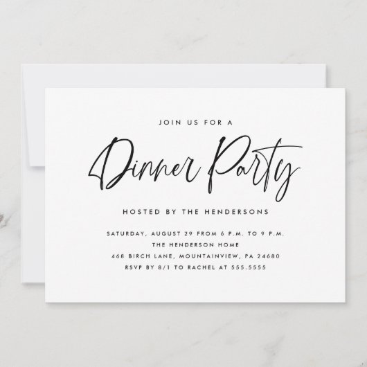 Moderne einfache Dinnerparty Einladung (Vorderseite)