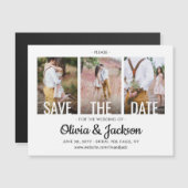 Moderne, einfache Drei-Foto-Hochzeit rettet das Da Magneteinladung (Vorne/Hinten)