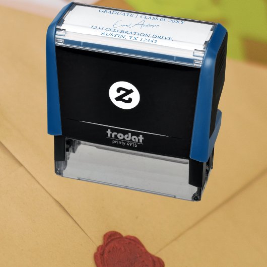 Moderne einfache dunkelblaue Abschluss-Rücksendead Permastempel