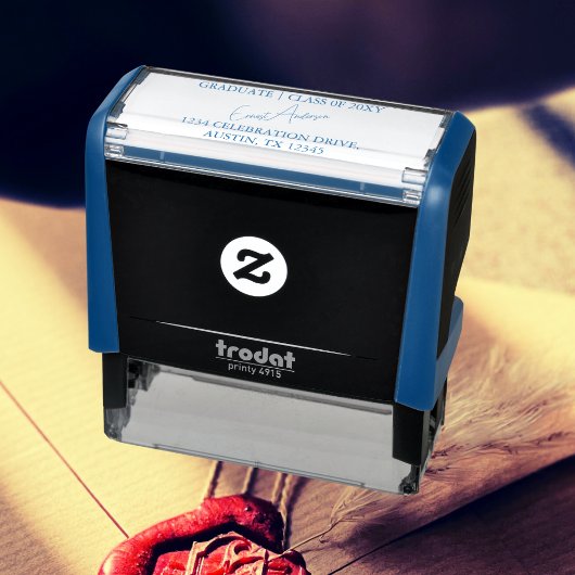 Moderne einfache dunkelblaue Abschluss-Rücksendead Permastempel