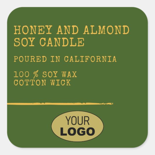 Moderne, einfache, dunkelwaldgrüne Logo-Vorlage Quadratischer Aufkleber (Vorderseite)