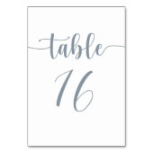 Moderne, einfache Dusty Blue Wedding Tischnummer (Rückseite)