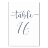 Moderne, einfache Dusty Blue Wedding Tischnummer (Vorderseite)