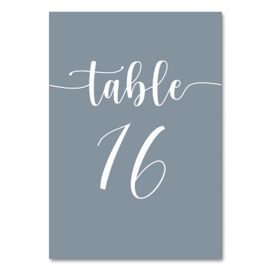 Moderne, einfache Dusty Blue Wedding Tischnummer (Rückseite)