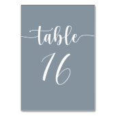 Moderne, einfache Dusty Blue Wedding Tischnummer (Vorderseite)