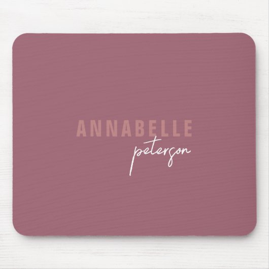 Moderne einfache Dusty-Rose Minimale Skripte Mousepad (Vorne)