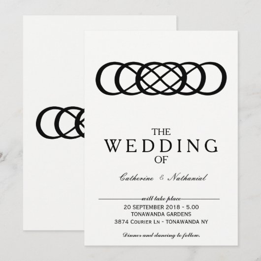 Moderne, einfache Einladung zur Hochzeit (Vorne/Hinten)