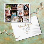 Moderne, einfache Elegant 12 Foto Collage Wedding Dankeskarte