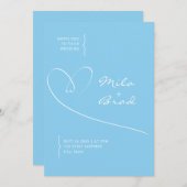 Moderne, einfache Elegant Baby Blue Wedding Einladung (Vorne/Hinten)