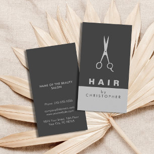 Moderne, einfache Elegant Dark Gray Hair Stylist Visitenkarte