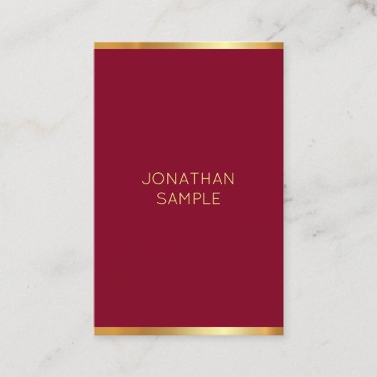 Moderne, einfache Elegant Template Burgundy Red &  Visitenkarte (Vorderseite)