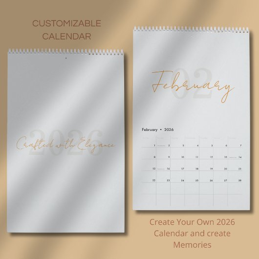 Moderne einfache elegante 2026-Kalender Kalender