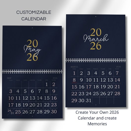 Moderne einfache elegante 2026-Kalender Kalender