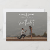 Moderne, einfache Elegante 4 Foto Hochzeit Save The Date (Vorderseite)
