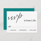 Moderne, einfache, elegante Aquamarine BackWedding RSVP Karte (Vorne/Hinten)