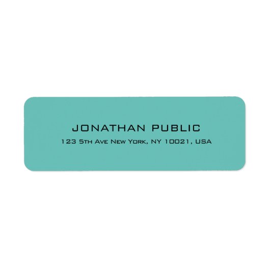 Moderne, einfache Elegante Aquamarine Rücksendeadr (Vorne)