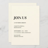 Moderne, einfache, elegante, beige Einladung (Vorne/Hinten)