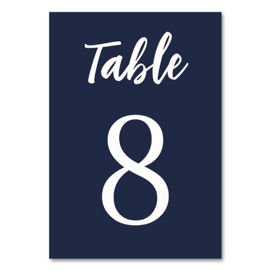 Moderne, einfache, elegante blaue Hochzeit Tischnummer (Rückseite)
