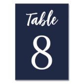 Moderne, einfache, elegante blaue Hochzeit Tischnummer (Vorderseite)