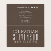 Moderne, einfache, elegante braune und weiße sozia visitenkarten (Außenseite Aufgefaltet)