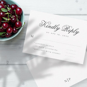 Moderne einfache Elegante Chic Monogram Typografie RSVP Karte