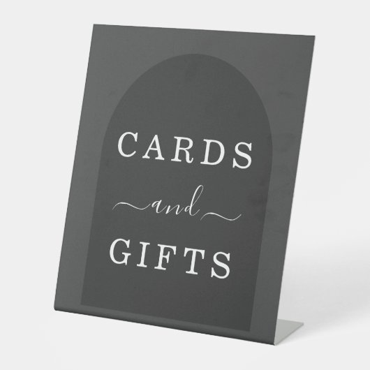 Moderne, einfache, elegante, dunkelgraue Arch Card Sockelschild (Vorderseite)