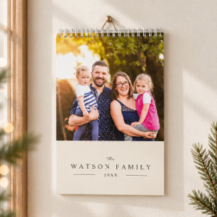 Moderne einfache elegante Familien-Kinder-Fotos Kalender
