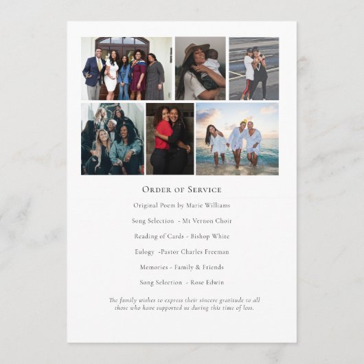 Moderne Einfache Elegante Foto Beerdigung Programm (Rückseite)