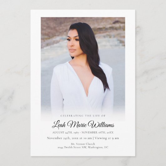 Moderne Einfache Elegante Foto Beerdigung Programm (Vorderseite)