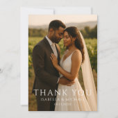Moderne einfache elegante Foto-Hochzeit Danke (Vorderseite)