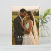 Moderne einfache elegante Foto-Hochzeit Danke (Stehend Vorderseite)