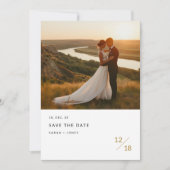 Moderne, einfache, elegante Foto Hochzeit Save The Date (Vorderseite)