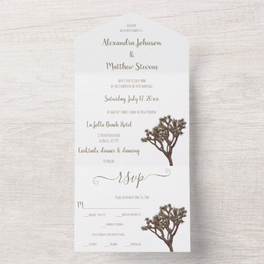 Moderne, einfache, elegante Joshua-Silhouette All In One Einladung (Innen Boden)