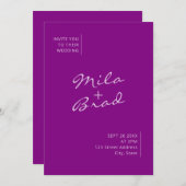 Moderne Einfache Elegante Lila Hochzeit Einladung (Vorne/Hinten)