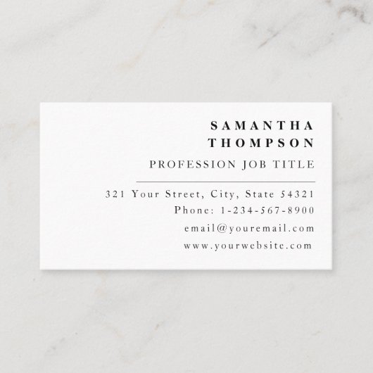 Moderne, einfache Elegante Minimale Visitenkarte (Vorderseite)