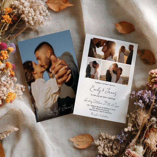 Moderne Einfache Elegante Minimalistisch 5-Foto Ho Einladung