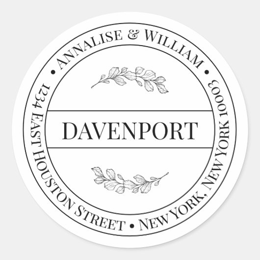 Moderne Einfache Elegante Minimalistische Rücksend Runder Aufkleber (Vorderseite)