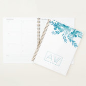 Moderne einfache, elegante Monogram Blue White Flo Planer (Anzeige)