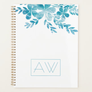 Moderne einfache, elegante Monogram Blue White Flo Planer