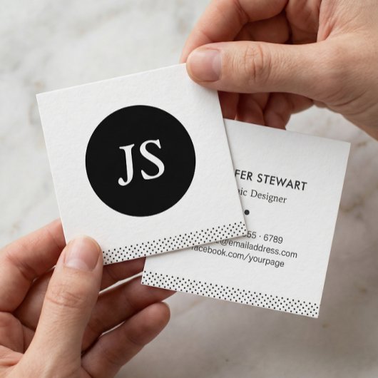 Moderne einfache elegante Monogramm-Punkte Quadratische Visitenkarte