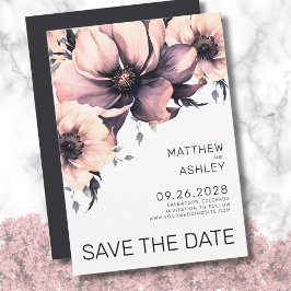 Moderne, einfache, elegante Rosa Blumenhochzeit Save The Date