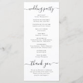 Moderne einfache elegante Schrift Hochzeitsprogram Programm (Rückseite)