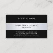 Moderne Einfache Elegante Schwarz Silver Schlichte Visitenkarte (Rückseite)