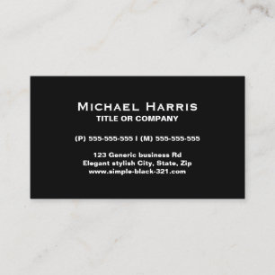 Moderne, einfache, elegante schwarze Visitenkarte