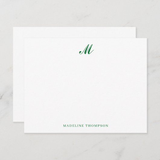 Moderne einfache, elegante Script Forest Green Mon Mitteilungskarte (Vorne/Hinten)