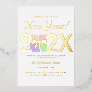 Moderne einfache elegante Silvester-Geschenkbox-Sc Folieneinladung
