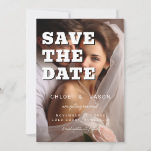 Moderne einfache elegante Skript-Bold-Foto-Hochzei Save The Date
